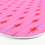 Midcentury Stars and Dots Preppy Pink and Red Pattern Bath Mat Gallery Image 3