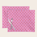 Midcentury Stars and Dots Preppy Pink and Red Pattern Placemat Gallery Image 1