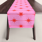 Midcentury Stars and Dots Preppy Pink and Red Pattern Table Runner Gallery Image 1