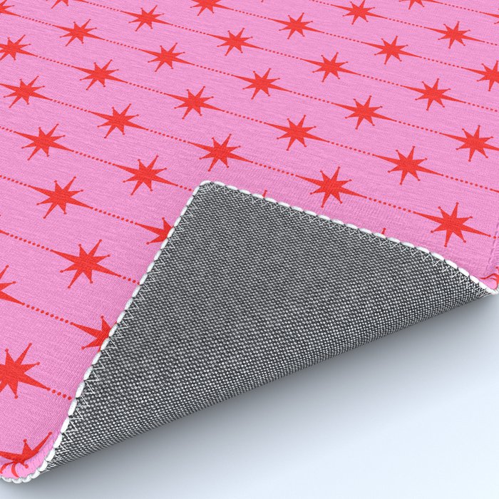 Midcentury Stars and Dots Preppy Pink and Red Pattern Rug Gallery Image 4