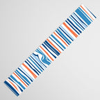 Modern Abstract Ocean Wave Stripes in Classic Blues and Orange Table Runner Gallery Image 3