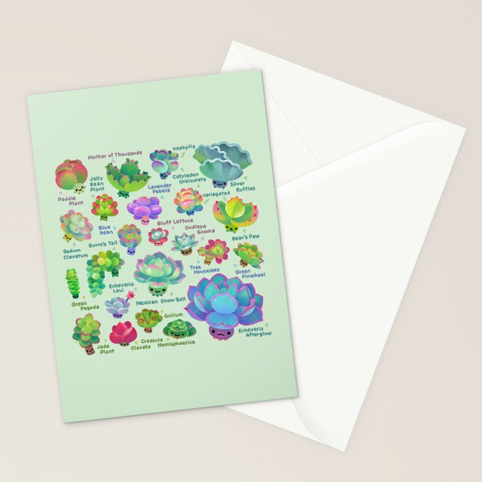 Baby succulent 2 - green Stationery Card Gallery Image 2