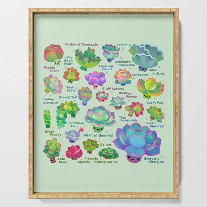 Baby succulent 2 - green Serving Tray Gallery Image 1