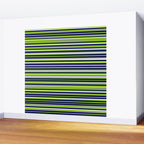 Fine Stripes Cheerful Pattern in Lime Green, Spring Green, Navy Blue, Gray Grey, White  Wall Mural Gallery Image 2