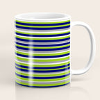 Fine Stripes Cheerful Pattern in Lime Green, Spring Green, Navy Blue, Gray Grey, White  Coffee Mug Gallery Image 1