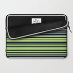 Fine Stripes Cheerful Pattern in Lime Green, Spring Green, Navy Blue, Gray Grey, White  Laptop Sleeve Gallery Image 2