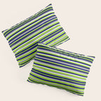 Fine Stripes Cheerful Pattern in Lime Green, Spring Green, Navy Blue, Gray Grey, White  Pillow Sham Gallery Image 3