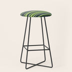 Fine Stripes Cheerful Pattern in Lime Green, Spring Green, Navy Blue, Gray Grey, White  Stool Gallery Image 1