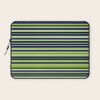 Fine Stripes Cheerful Pattern in Lime Green, Spring Green, Navy Blue, Gray Grey, White  Laptop Sleeve Gallery Image 1