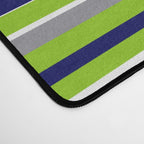 Fine Stripes Cheerful Pattern in Lime Green, Spring Green, Navy Blue, Gray Grey, White  Desk Mat Gallery Image 4
