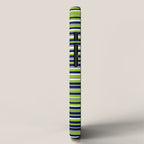 Fine Stripes Cheerful Pattern in Lime Green, Spring Green, Navy Blue, Gray Grey, White  iPhone Case Gallery Image 2