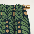 Green and Navy Botanical Scalloped Art Deco Pattern Window Curtain Gallery Image 2