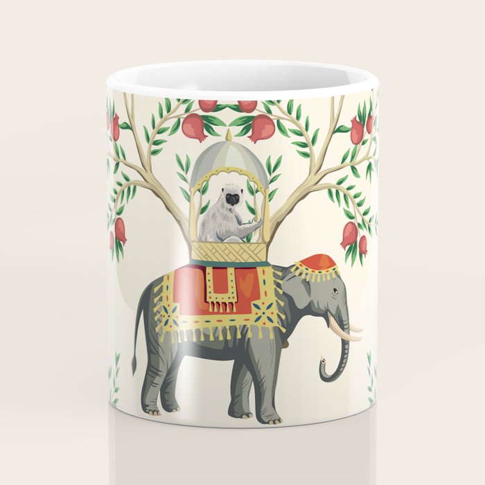 Chinoiserie Indian Elephant & Monkey Exotic Floral Coffee Mug Gallery Image 4