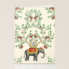 Chinoiserie Indian Elephant & Monkey Exotic Floral Stationery Card Gallery Image 2