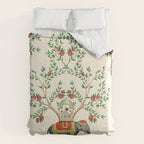 Chinoiserie Indian Elephant & Monkey Exotic Floral Comforter Gallery Image 6