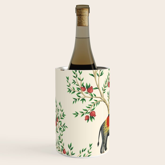 Chinoiserie Indian Elephant & Monkey Exotic Floral Wine Chiller Gallery Image 2