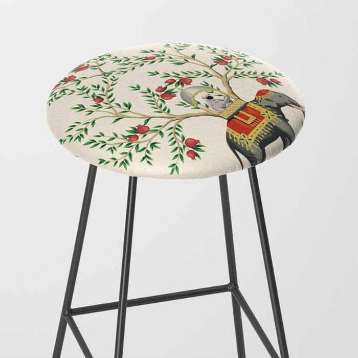 Chinoiserie Indian Elephant & Monkey Exotic Floral Stool Gallery Image 2