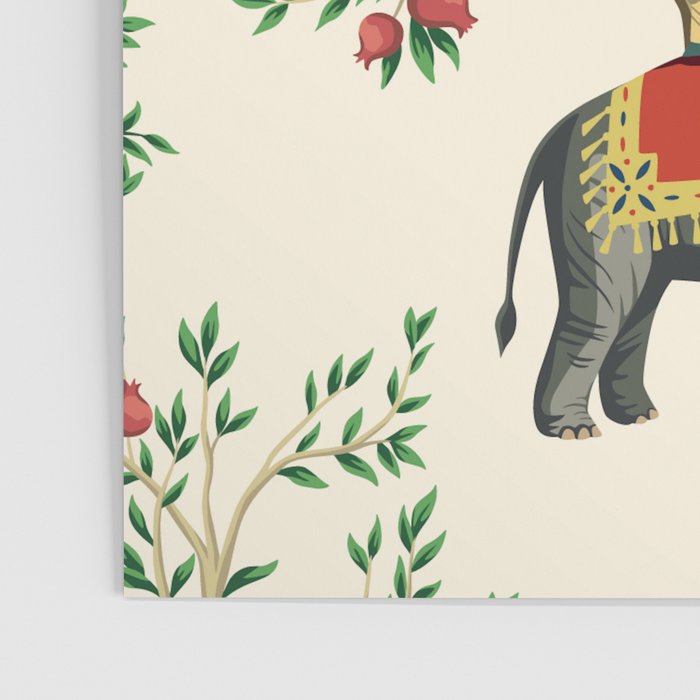 Chinoiserie Indian Elephant & Monkey Exotic Floral Poster Gallery Image 3
