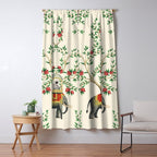 Chinoiserie Indian Elephant & Monkey Exotic Floral Window Curtain Gallery Image 5