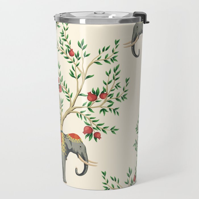 Chinoiserie Indian Elephant & Monkey Exotic Floral Travel Mug Gallery Image 2