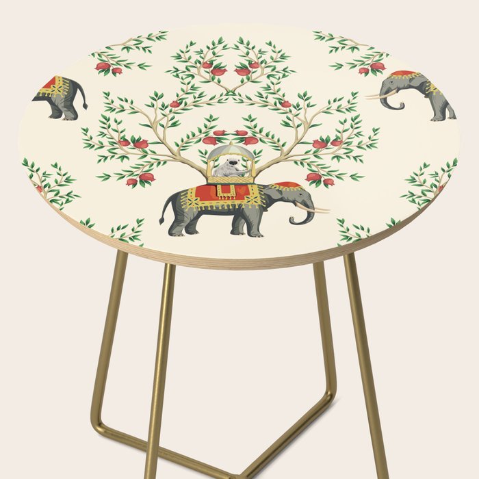 Chinoiserie Indian Elephant & Monkey Exotic Floral Side Table Gallery Image 2
