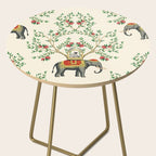 Chinoiserie Indian Elephant & Monkey Exotic Floral Side Table Gallery Image 2