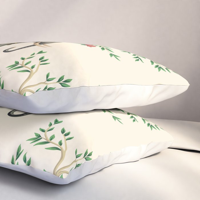 Chinoiserie Indian Elephant & Monkey Exotic Floral Pillow Sham Gallery Image 3