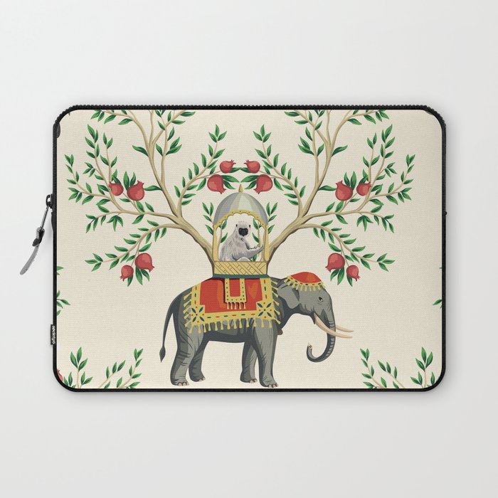 Chinoiserie Indian Elephant & Monkey Exotic Floral Laptop Sleeve Gallery Image 1