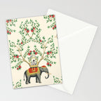 Chinoiserie Indian Elephant & Monkey Exotic Floral Stationery Card Gallery Image 2