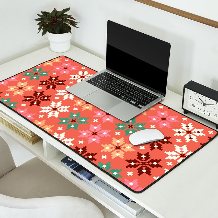 Winter Quilt Pattern no2 Desk Mat Gallery Image 2