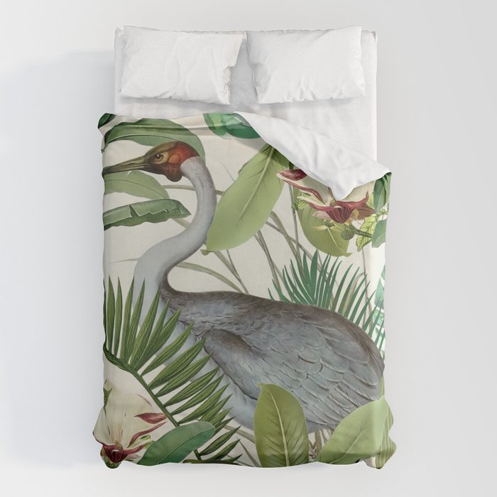 Tropical Heron Bird Rainforest Illustration Duvet Cover Gallery Image 6