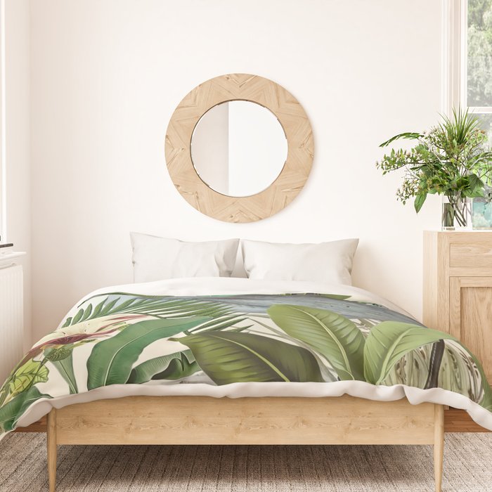 Tropical Heron Bird Rainforest Illustration Duvet Cover Gallery Image 3