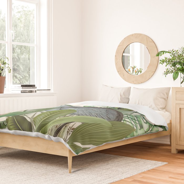 Tropical Heron Bird Rainforest Illustration Duvet Cover Gallery Image 2