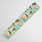 Whimsical Underwater World Multicolor Fish Pattern Turquoise Table Runner Gallery Image 3