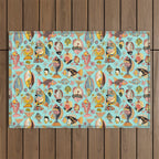 Whimsical Underwater World Multicolor Fish Pattern Turquoise Outdoor Rug Gallery Image 1