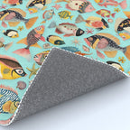 Whimsical Underwater World Multicolor Fish Pattern Turquoise Rug Gallery Image 4