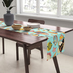 Whimsical Underwater World Multicolor Fish Pattern Turquoise Table Runner Gallery Image 2