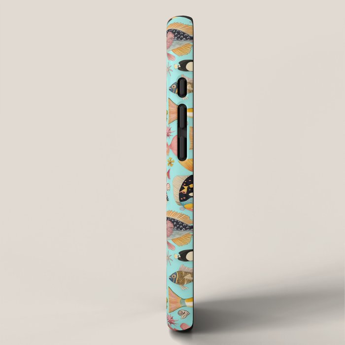 Whimsical Underwater World Multicolor Fish Pattern Turquoise iPhone Case Gallery Image 2