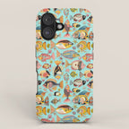 Whimsical Underwater World Multicolor Fish Pattern Turquoise iPhone Case Gallery Image 1