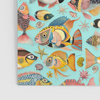 Whimsical Underwater World Multicolor Fish Pattern Turquoise Poster Gallery Image 3