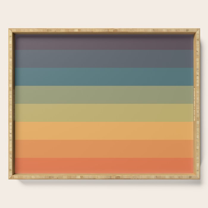 Colorful Retro Striped Rainbow Serving Tray Gallery Image 1