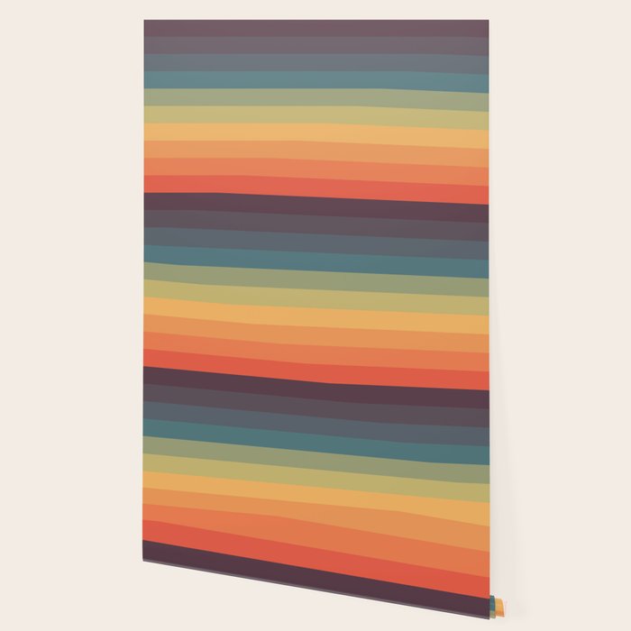 Colorful Retro Striped Rainbow Wallpaper Gallery Image 2