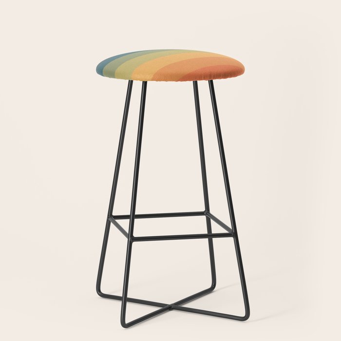 Colorful Retro Striped Rainbow Stool Gallery Image 1