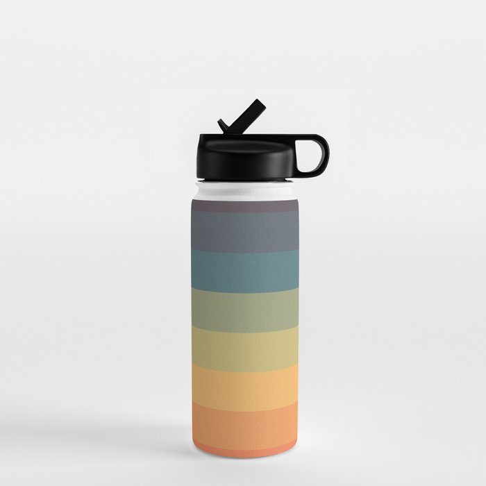 Colorful Retro Striped Rainbow Water Bottle Gallery Image 1
