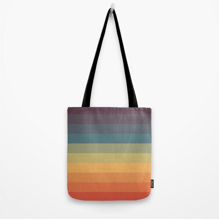 Colorful Retro Striped Rainbow Tote Bag Gallery Image 2