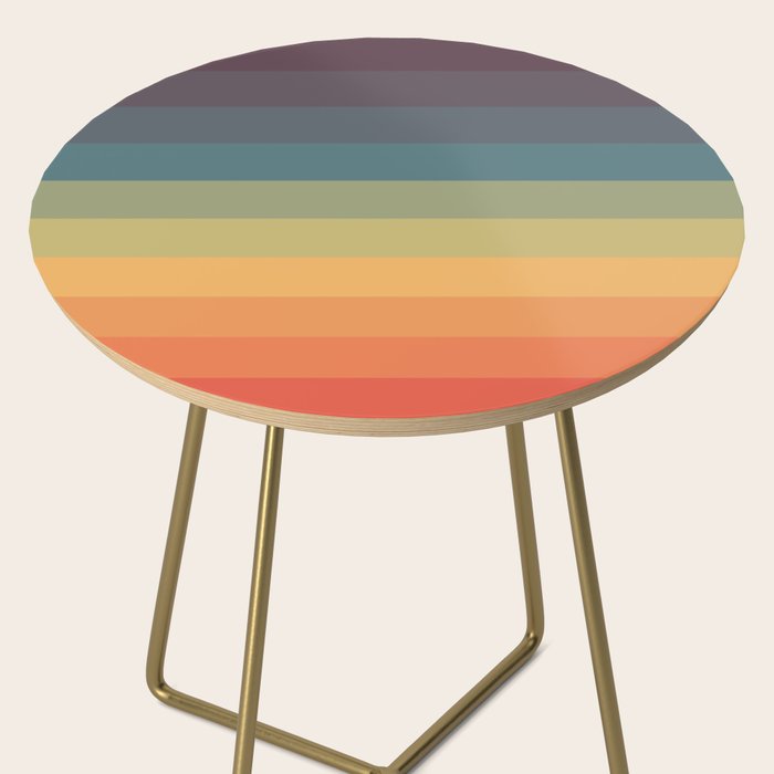 Colorful Retro Striped Rainbow Side Table Gallery Image 2