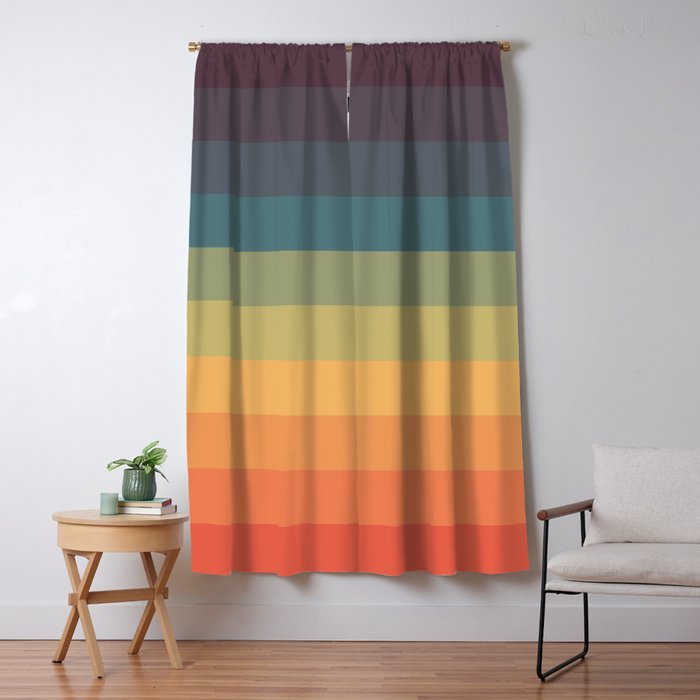 Colorful Retro Striped Rainbow Window Curtain Gallery Image 5