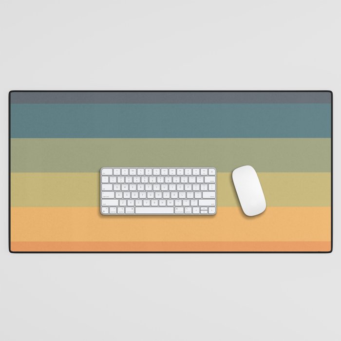 Colorful Retro Striped Rainbow Desk Mat Gallery Image 1