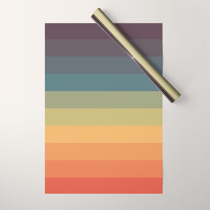 Colorful Retro Striped Rainbow Wrapping Paper Gallery Image 1