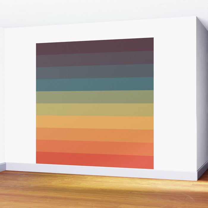 Colorful Retro Striped Rainbow Wall Mural Gallery Image 2